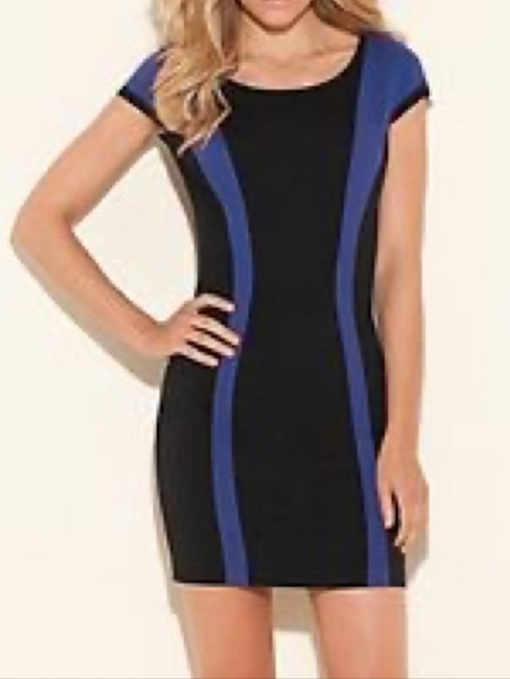 GUESS Black and Blue Inset Bodycon Dress XS